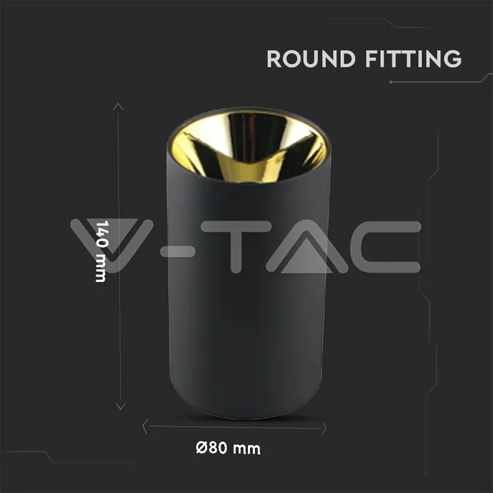 V-TAC VT-8996 GU10 Корпус Кръг Черно Златно