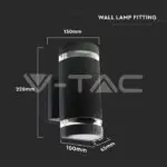 V-TAC VT-93573 LED Стенна Лампа Черна Кръг IP44