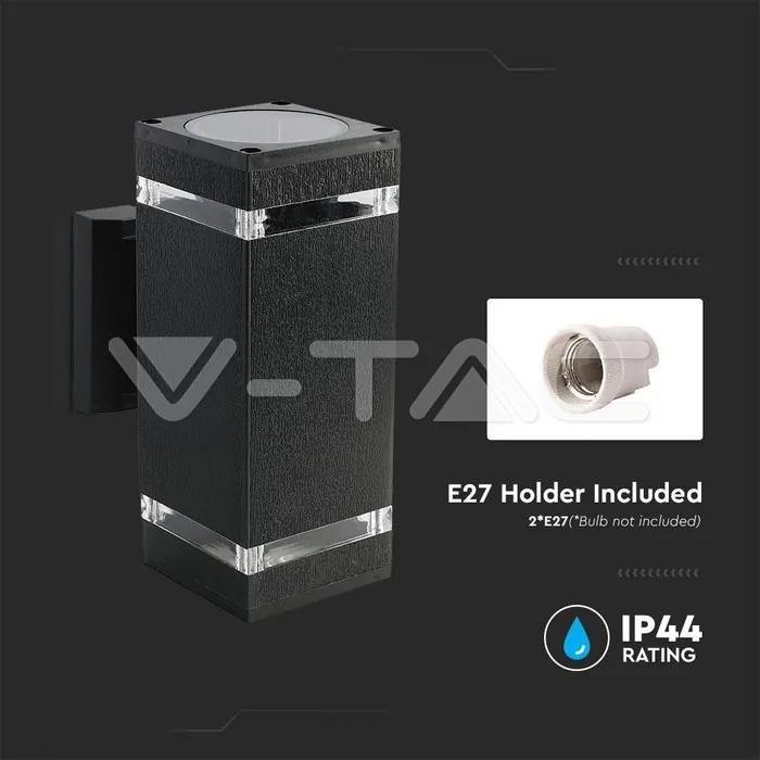 V-TAC VT-93574 LED Стенна Лампа Черна Квадрат IP44