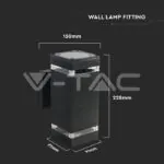V-TAC VT-93574 LED Стенна Лампа Черна Квадрат IP44