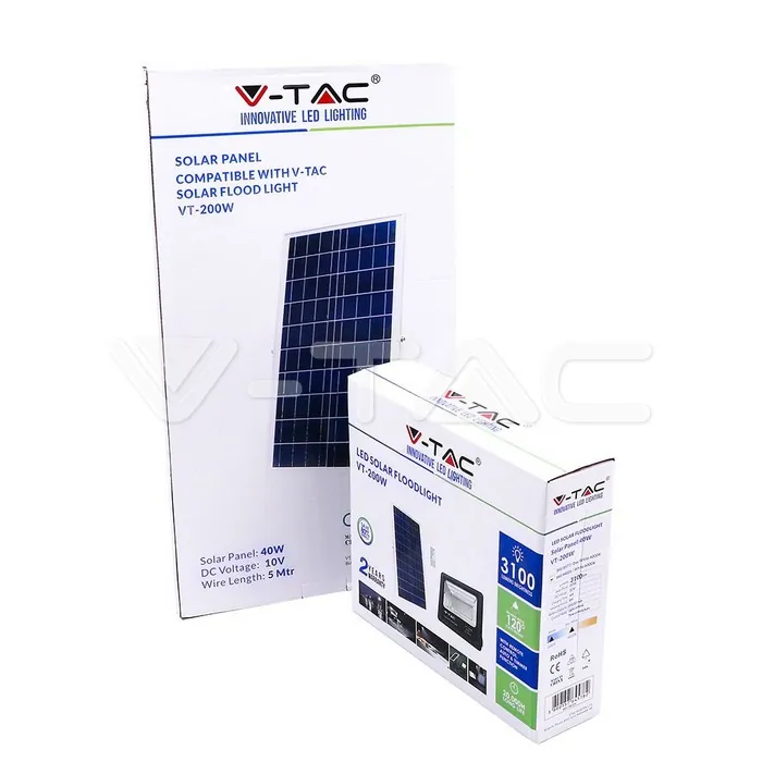 V-TAC VT-94026 40W LED Прожектор с Фотоволтаичен Панел 6000K