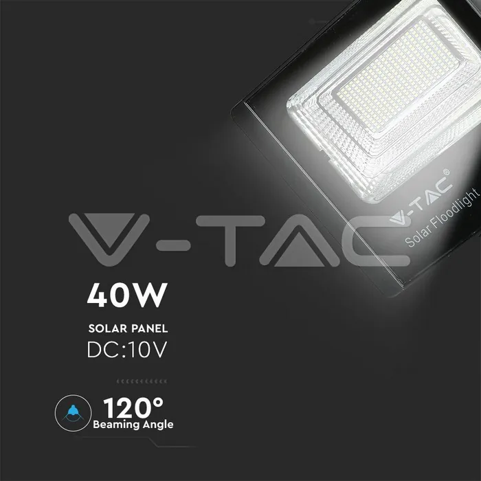 V-TAC VT-94026 40W LED Прожектор с Фотоволтаичен Панел 6000K