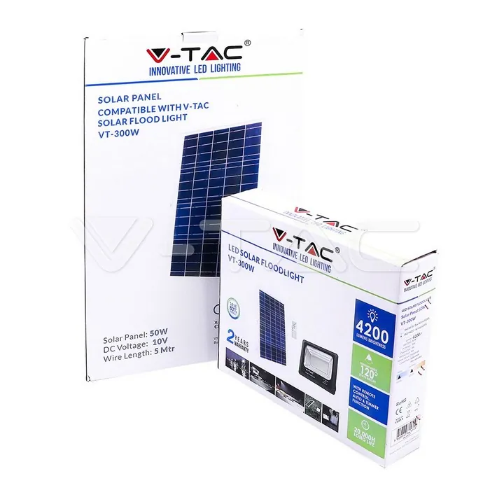 V-TAC VT-94027 50W LED Прожектор с Фотоволтаичен Панел 6000K