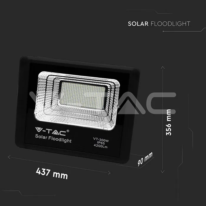 V-TAC VT-94027 50W LED Прожектор с Фотоволтаичен Панел 6000K