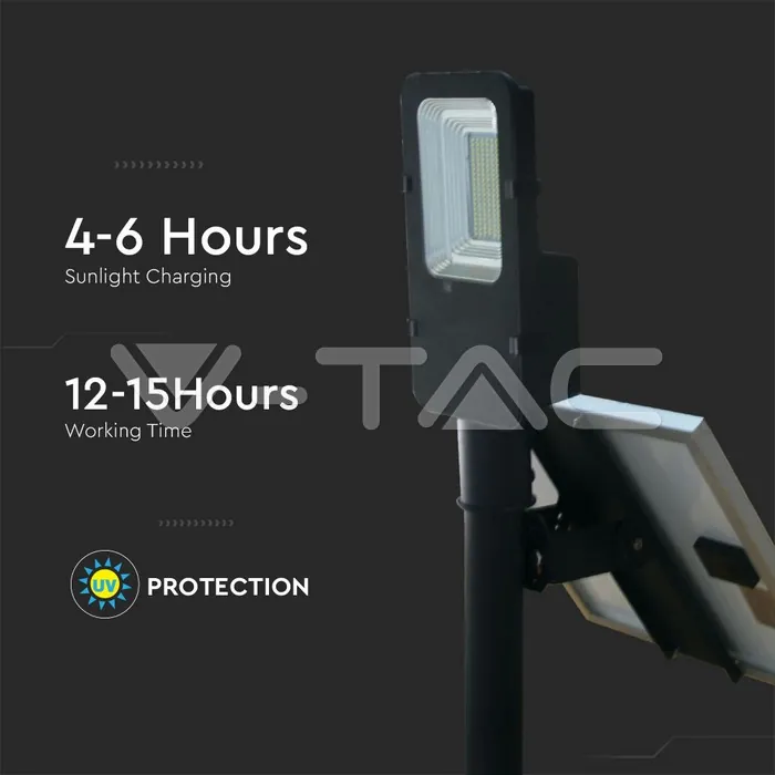 V-TAC VT-95509 50W Улична Лампа Соларна 6000К