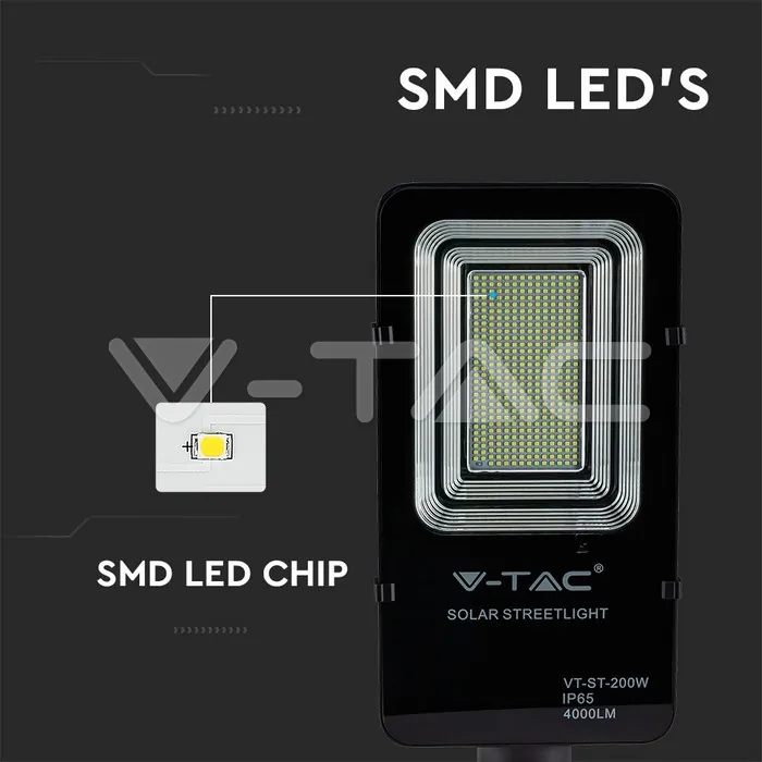 V-TAC VT-95509 50W Улична Лампа Соларна 6000К