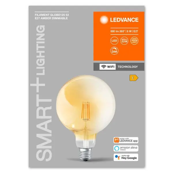 Osram 4058075609693 ЛЕД SMART Филамент Лампа Globe Димираща 53 6W 2400K E27