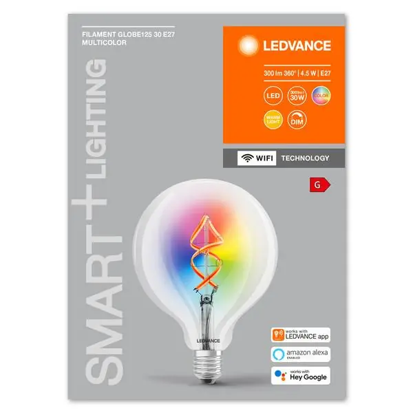 Osram 4058075609938 ЛЕД SMART Филамент Лампа Globe RGBW 4.5W 2700K E27