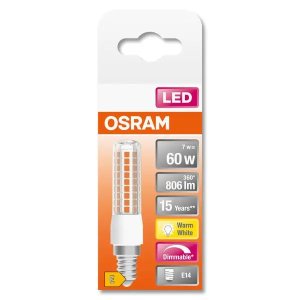 Osram 4058075607316 ЛЕД Лампа T SLIM Димираща 60 320° 7W 2700K E14