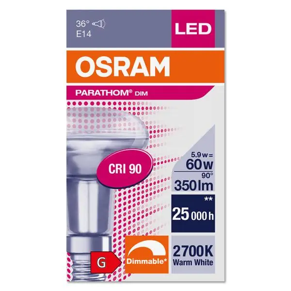 Osram 4058075607811 ЛЕД Лампа P R50 60 5.9W 2700K E14