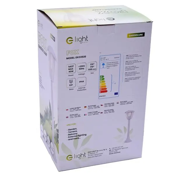 Milagro EKO3520 FOX WHITE1xE27 голяма стояща градинска лампа