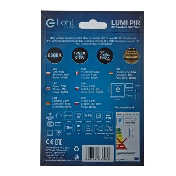 Milagro EKS3058 LUMI Barwa Zimma 6500K 12V със сензор за движение