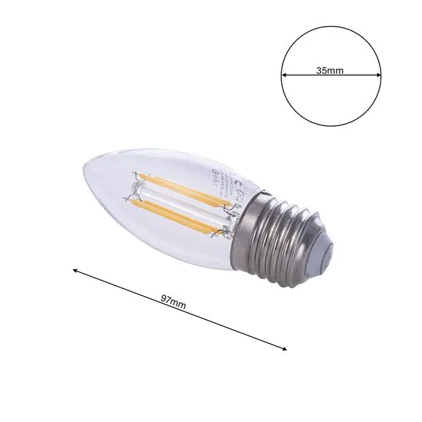 Milagro EKZF003 LED крушка с нажежаема жичка 4W C37 E27 2700K