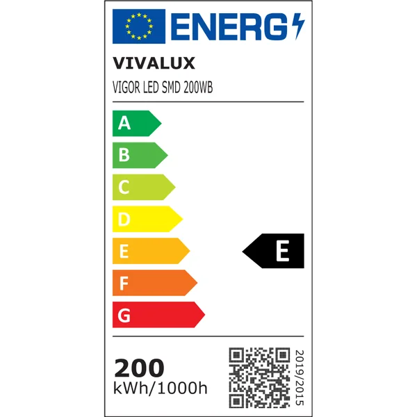Vivalux VIV004037 LED прожектор VIGOR LED SMD 200W черен 6400K IP65