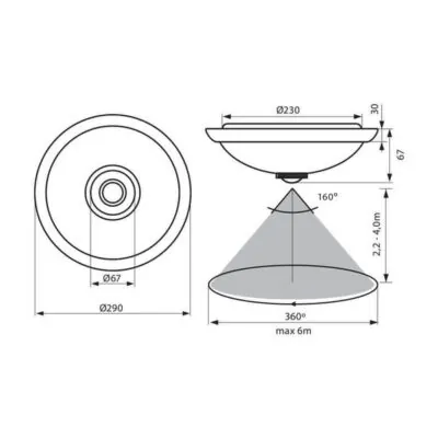 Vivalux VIV003637 LED плафониера със сензор за движение LEDA LED 12W SR36
