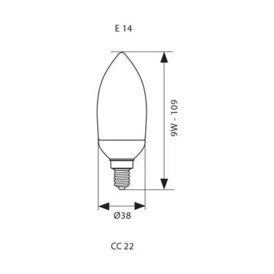 Vivalux VIV002791 Енергоспестяваща лампа Classic Candle 9W 432lm E14 2700K