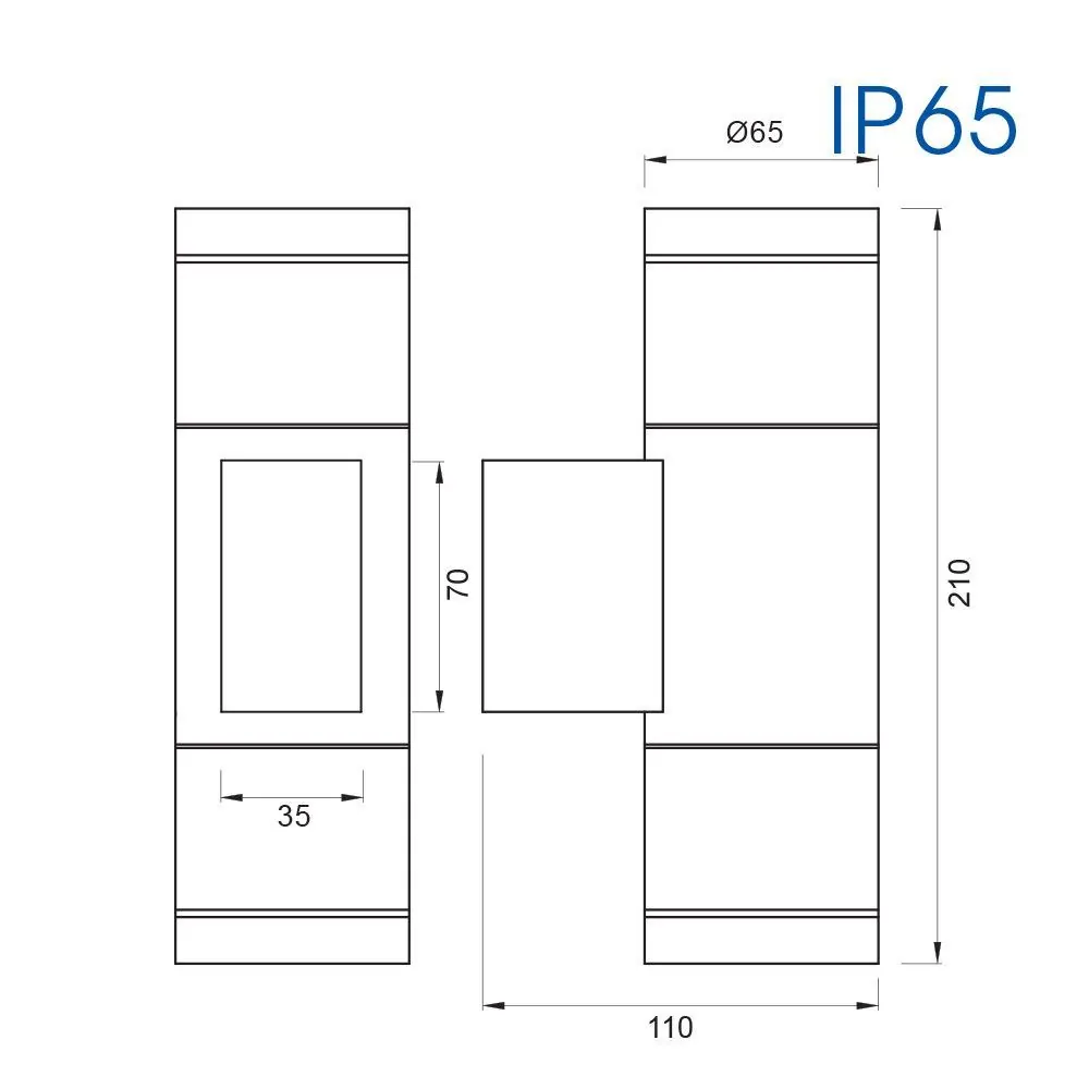 Vivalux VIV004972 Фасаден аплик BERGAMO двоен 2xGU10 черно IP65