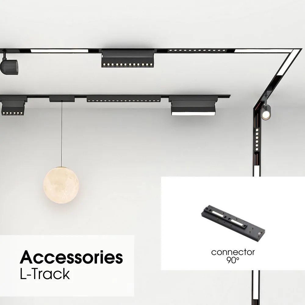 Vivalux VIV004939 SLIM25 Електрически магнитен конектор 90° L-Track Черен