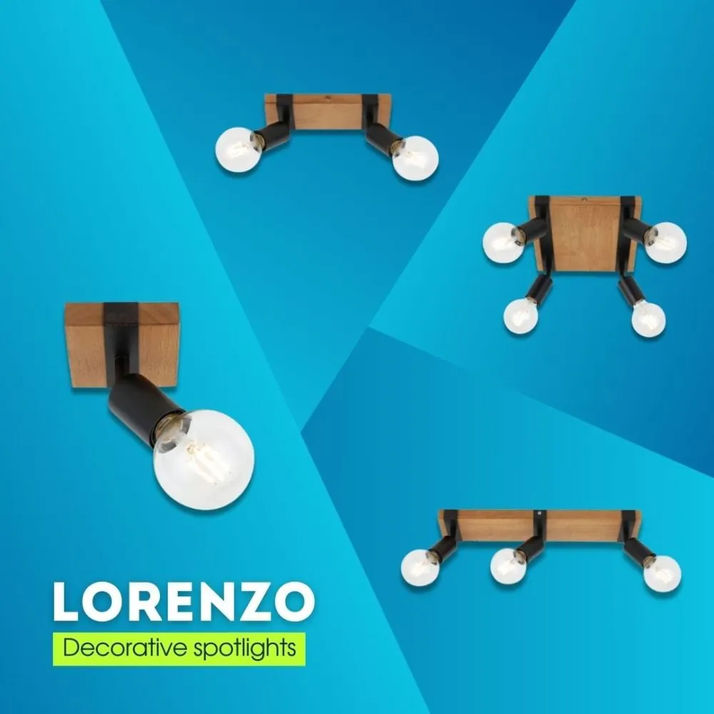Vivalux VIV004889 Линеен спот за таван SP744-3L LORENZO дърво+черно 3хЕ27