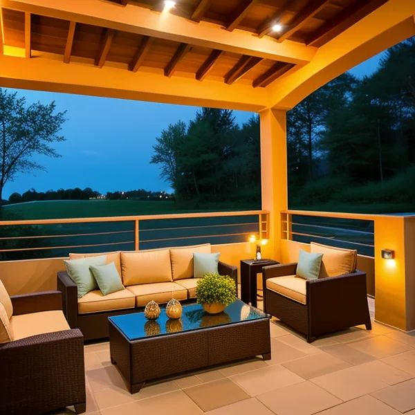 Осветление за тераса в различни цветови гами