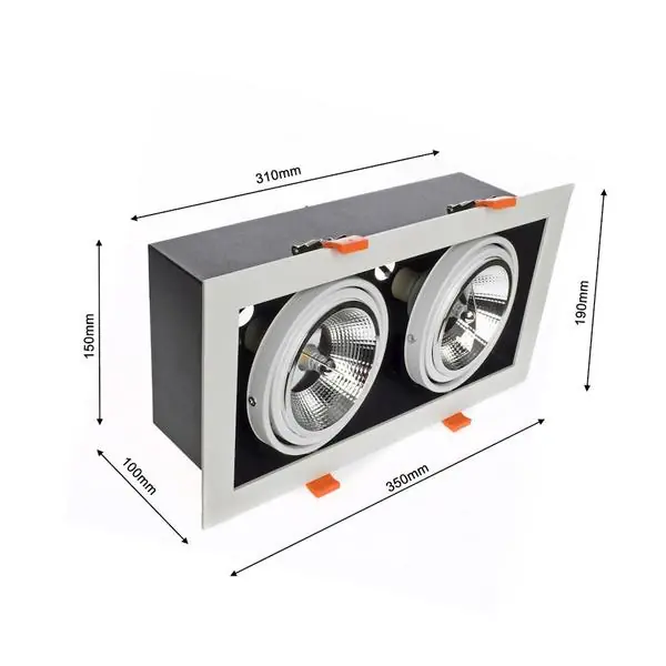Milagro ML4741 Plaza 2xGU10 AR111 Бяло тяло за вграждане