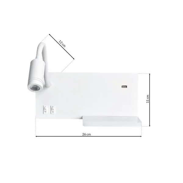 Milagro ML6343 ЕТАЖЕРКА БЯЛА LED нощна лампа с рафт 4W+5W+2W