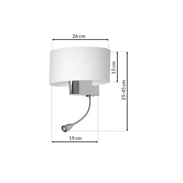 Milagro ML6372 Стенна лампа CASINO WHITE/CHROME 1xE27 + 1W LED