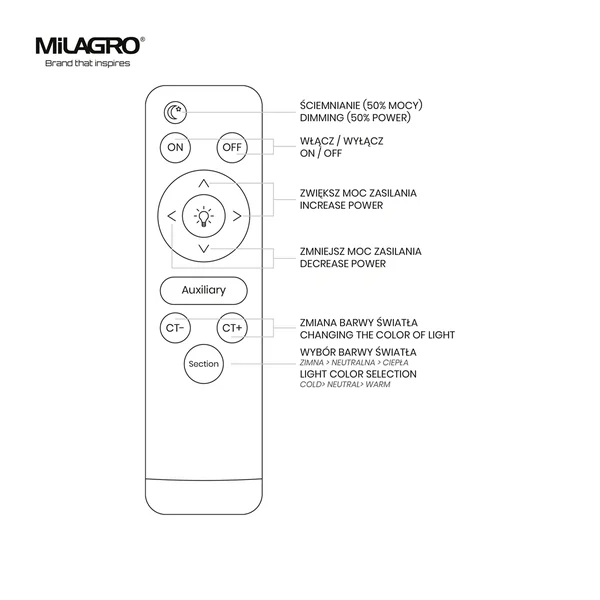 Milagro ML7053 OPTIMA BLACK 52W LED Плафониера Ø480 мм