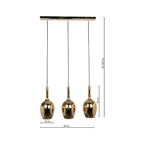Milagro ML8816 Висяща лампа LUGANO GOLD 3xE14