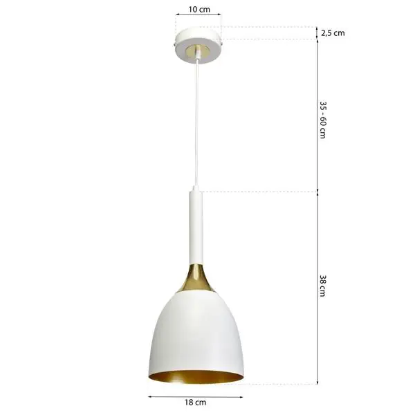 Milagro MLP6219 Висяща лампа CLARK WHITE/GOLD 1xE27