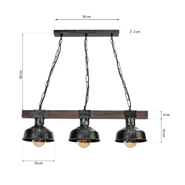 Milagro MLP6243 Висяща лампа FARO BLACK/WOOD 3xE27