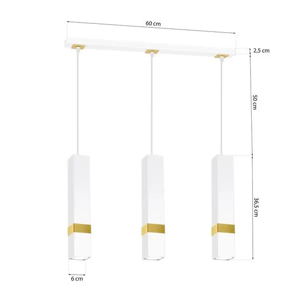 Milagro MLP6276 Висяща лампа VIDAR WHITE/GOLD 3xGU10