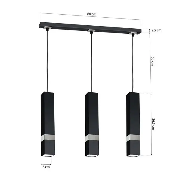 Milagro MLP6288 Висяща лампа VIDAR BLACK/CHROME 3xGU10