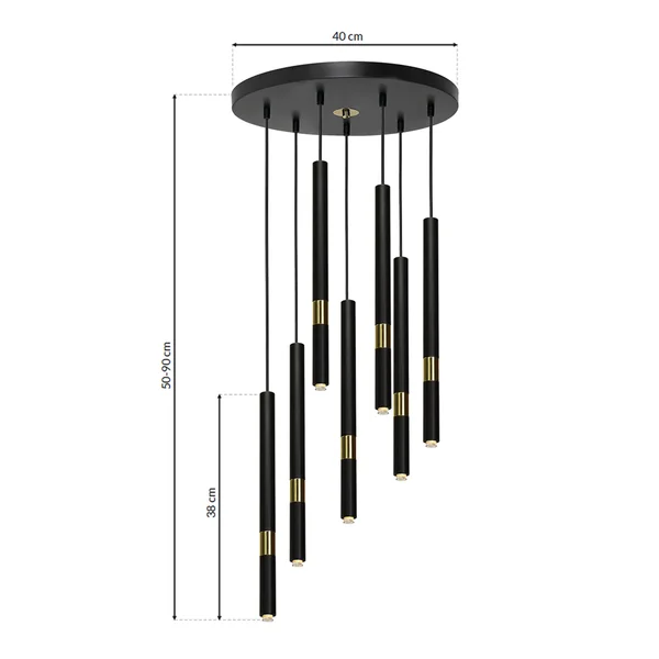 Milagro MLP6385 Lampa wisząca MONZA BLACK/GOLD 7xG9 8W