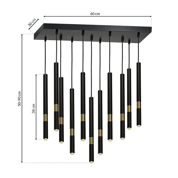 Milagro MLP6386 Висяща лампа MONZA BLACK/GOLD 11xG9 8W