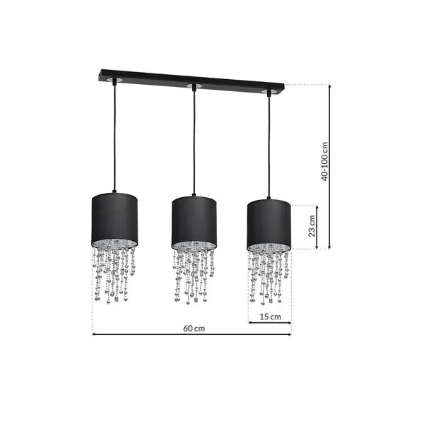 Milagro MLP64300 ALMERIA BLACK/CHROME висяща лампа 3xE27