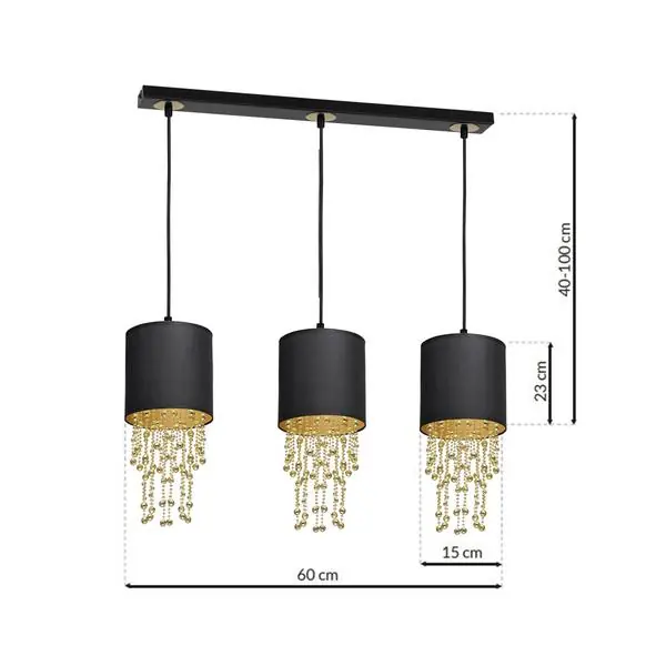 Milagro MLP64400 Висяща лампа ALMERIA BLACK/GOLD 3xE27