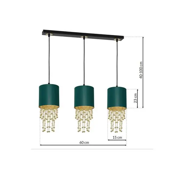 Milagro MLP64500 ALMERIA GREEN/GOLD висяща лампа 3xE27