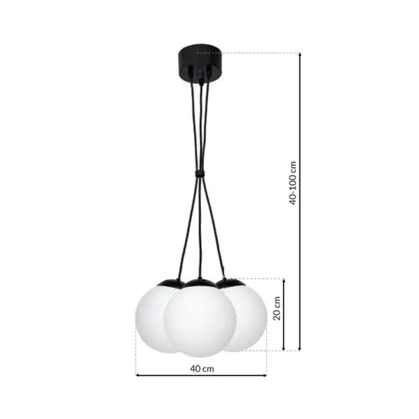 Milagro MLP6523 Висяща лампа LIMA BLACK 3xE14