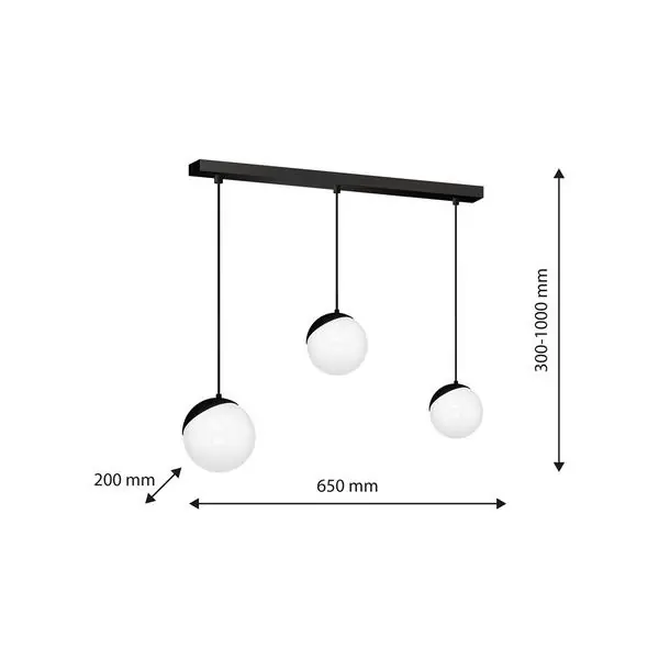 Milagro MLP7237 Висяща лампа SFERA BLACK 3xE14