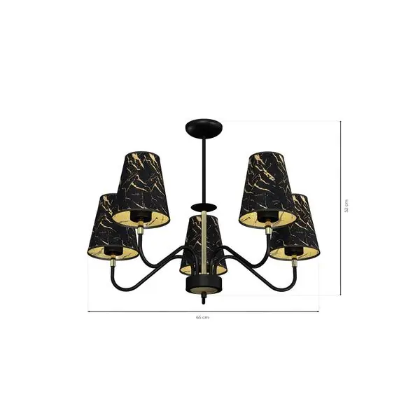 Milagro MLP7282 Висяща лампа HERMES Black/Gold 5xE27