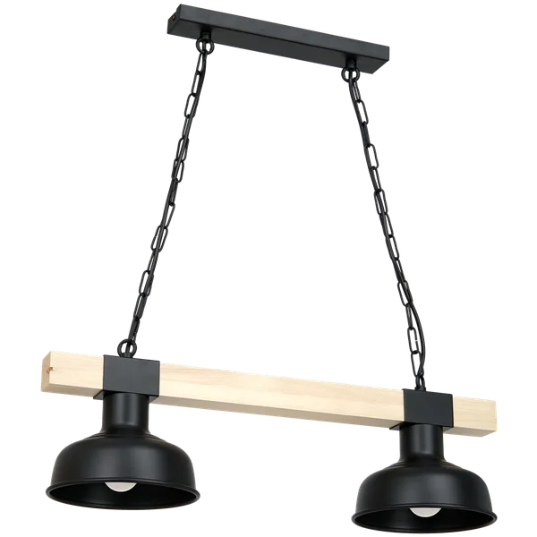 Milagro MLP7456 FARO BLACK/НАТУРАЛНО ДЪРВО Висяща лампа 2xE27 60W
