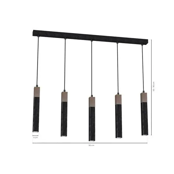 Milagro MLP7471 Висяща лампа SOLO SAWN BLACK / ПАТИНИРАНО ДЪРВО 5x mini GU10
