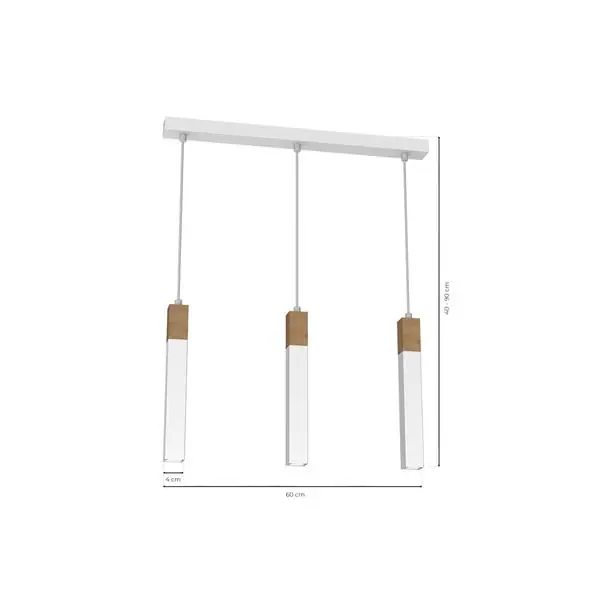 Milagro MLP7476 Висяща лампа SOLO SAWN WHITE / ПАТИНИРАНО ДЪРВО 3x mini GU10