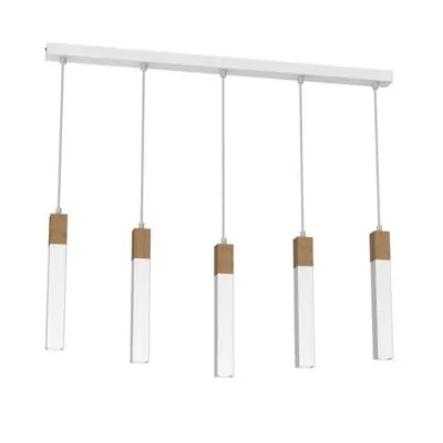 Milagro MLP7477 Висяща лампа SOLO SAWN WHITE / ПАТИНИРАНО ДЪРВО 5x mini GU10