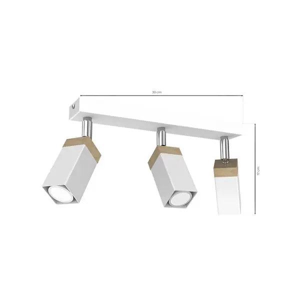 Milagro MLP7479 Спот SOLO SAWN WHITE / ПАТИНИРАНО ДЪРВО 3x mini GU10