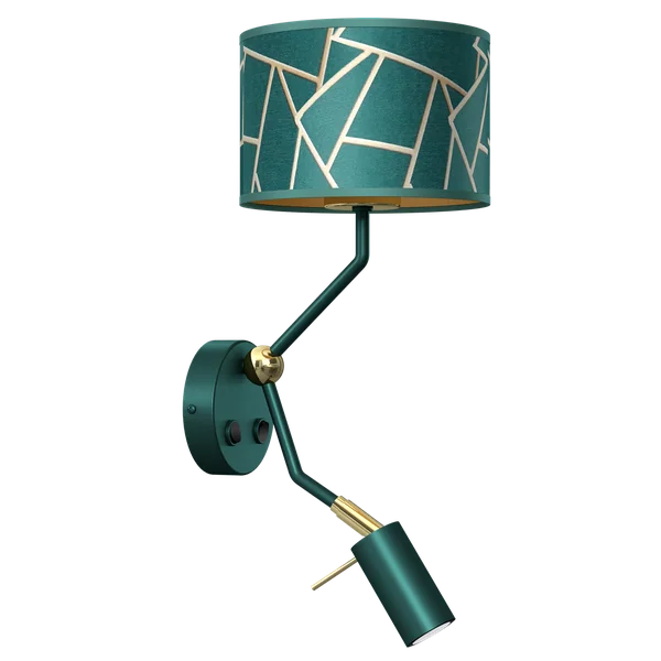 Milagro MLP7573 ZIGGY GREEN Gold/Бутилка зелена стенна лампа 1xE27+1x mini GU10