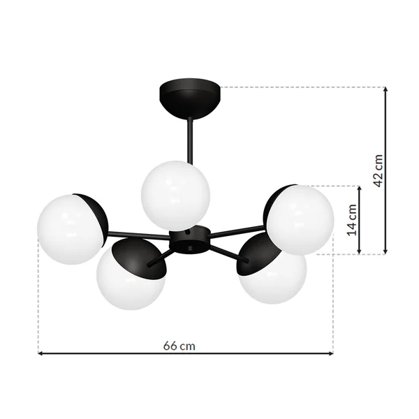 Milagro MLP8866 SFERA BLACK полилей 5xE14