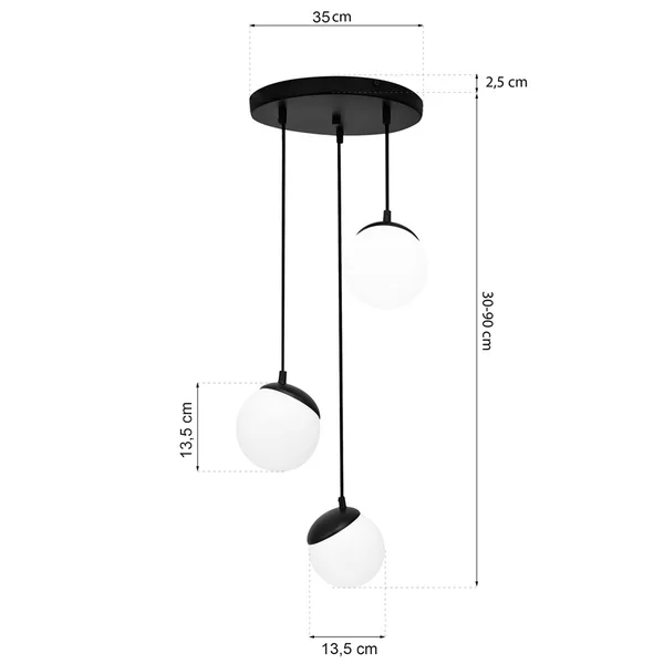 Milagro MLP8868 Висяща лампа SFERA BLACK 3xE14