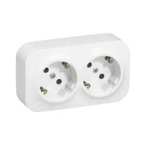 Legrand 3414971703957 ДВОЕН КОНТАКТ ШУКО 16А С ДЕТСКА ЗАЩИТА ЗА ОТКРИТ МОНТАЖ FORIX БЯЛ